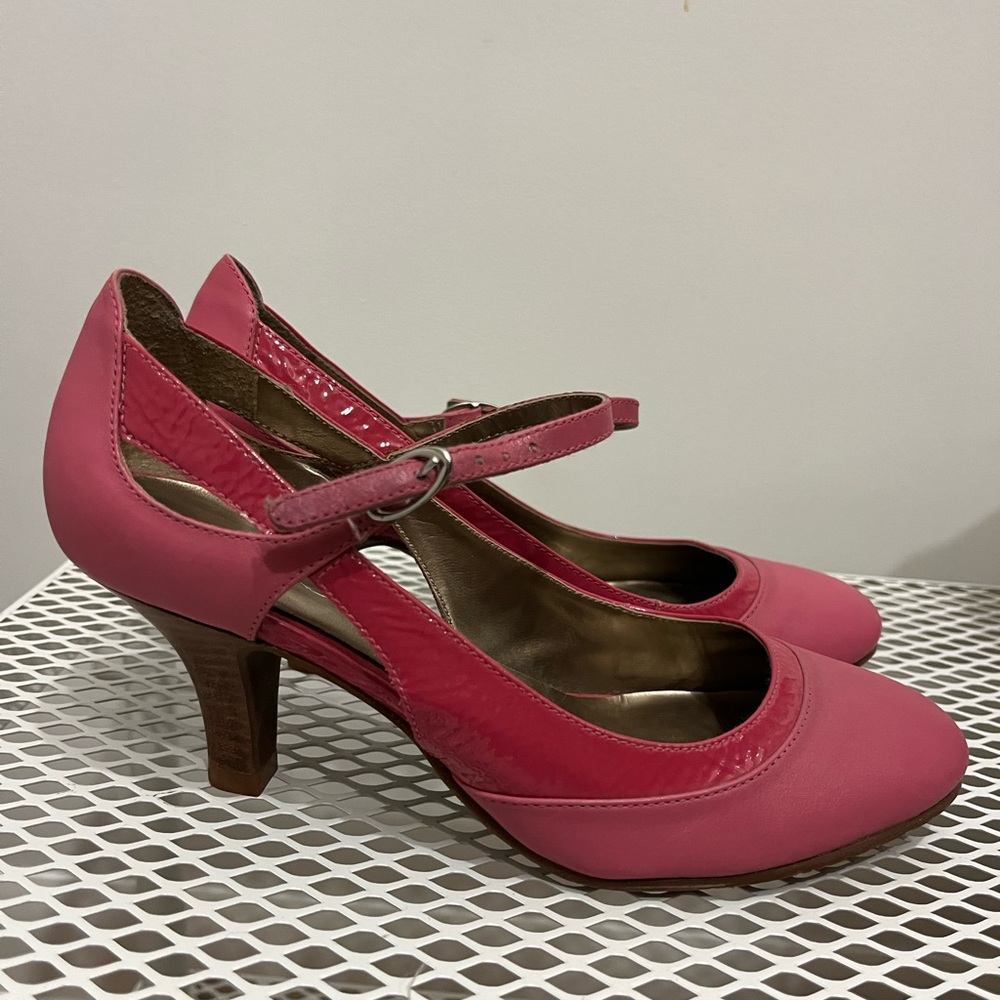 Bos. & Co. Pink strapy 2 inch heel pumps - Size 6